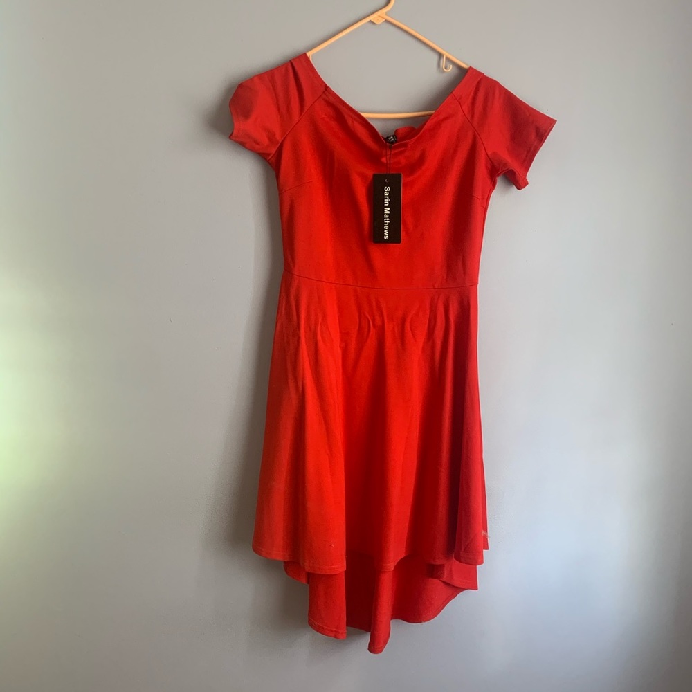 Off the shoulder red dress